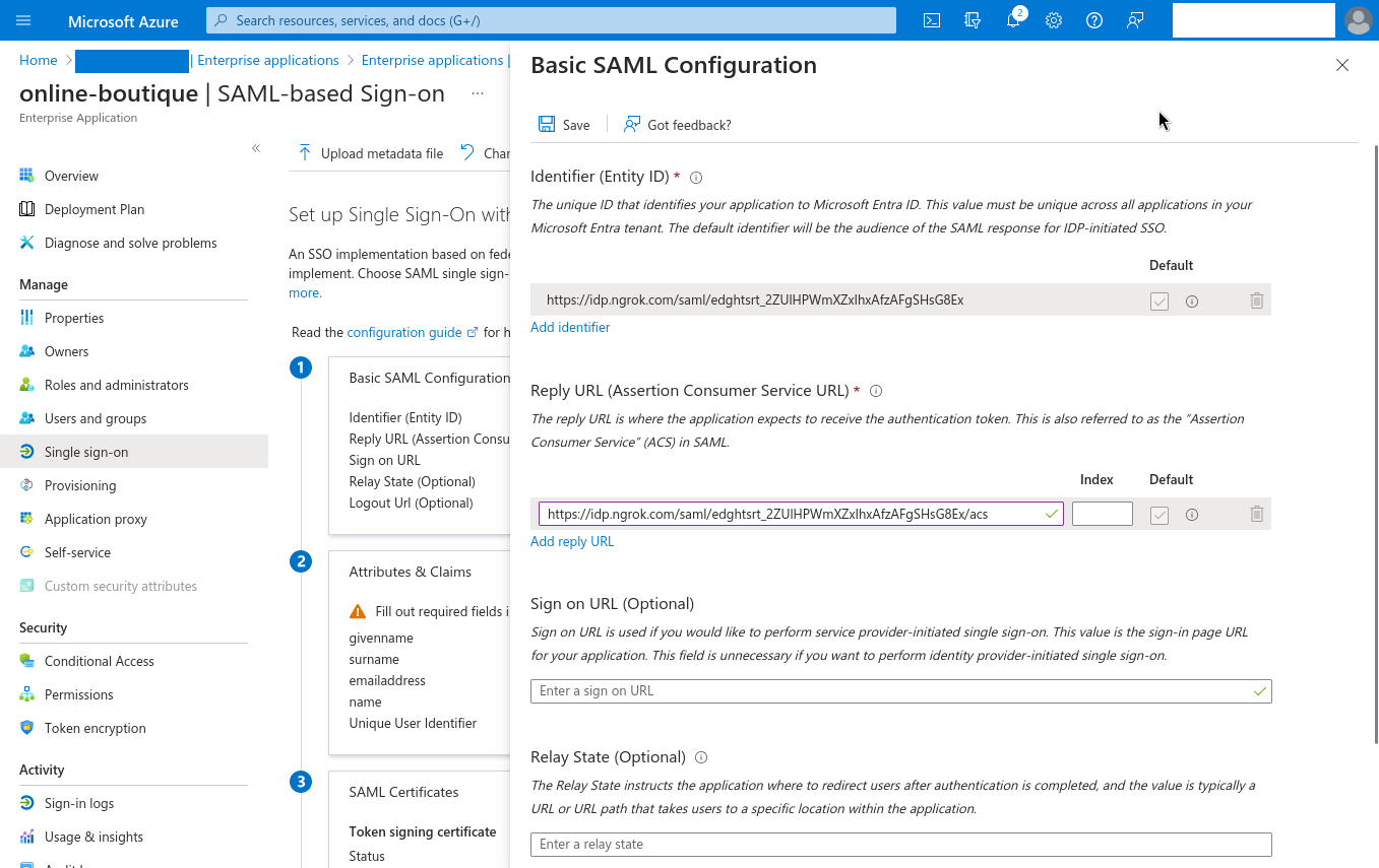 Configuring SAML in Microsoft Entra ID